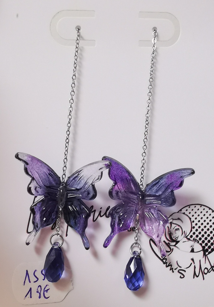 B.O. Papillon mauve Swarovski Tanzanite (Fééries)