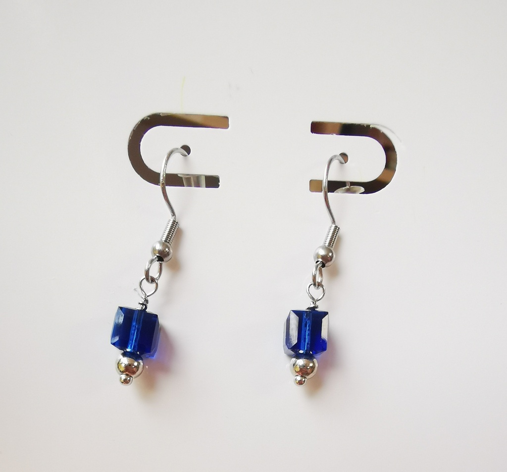 B.O. américaine argentée Swarovski carré Bleu Roi (Fééries)