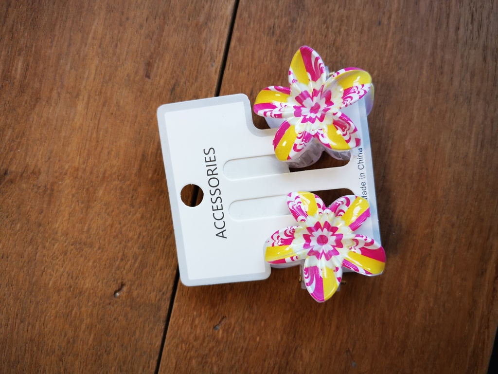 Duo pinces moyennes rose/jaune