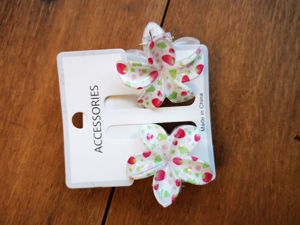 Duo pinces moyennes fraise-blanc