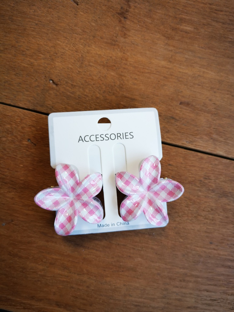 Duo Pinces vichy rose  