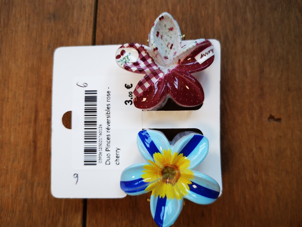 Duo Pinces réversibles rose - cherry