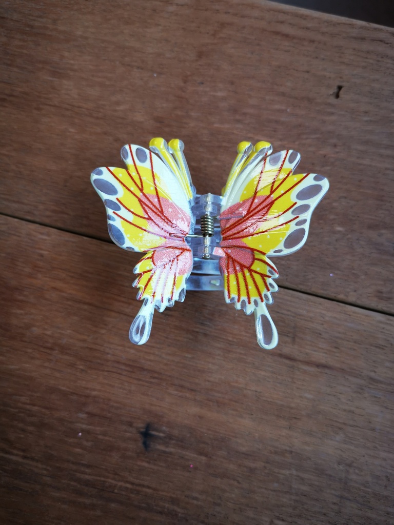 Grande pince "papillons" orange/jaune 