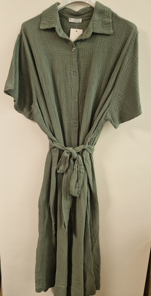 Robe en gaze de coton "Callista" Kaki