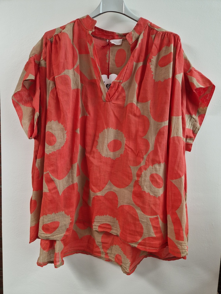 Blouse voile Lara orange-beige