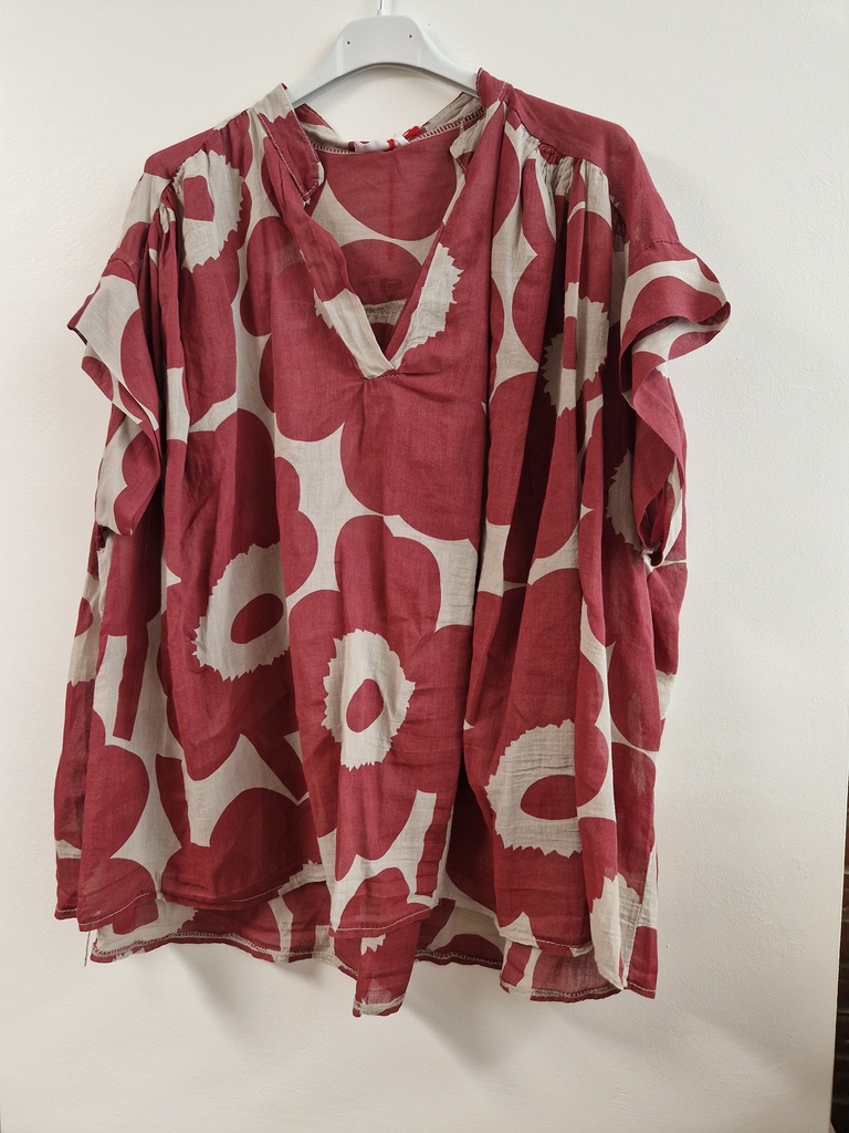 Blouse voile Lara bordeaux-beige 
