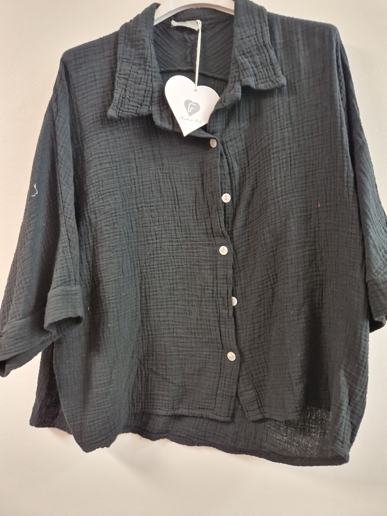 Chemise Allegra gaze de coton noire