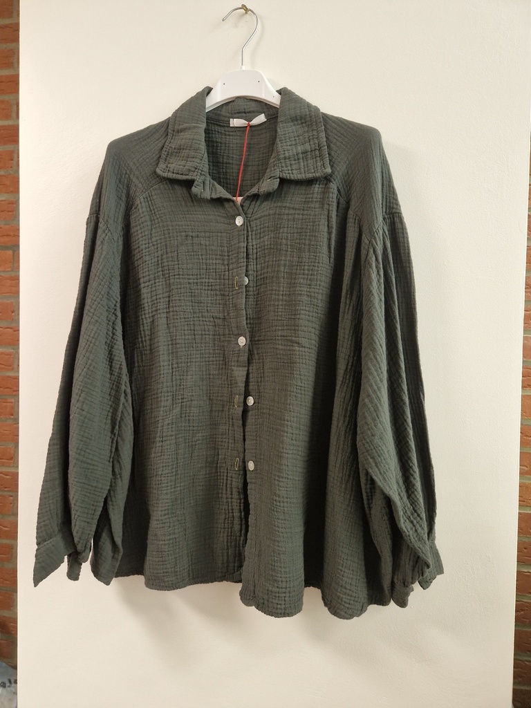 Chemise Madeleine gaze coton gris foncé