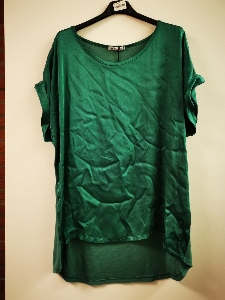 T-shirt satiné bi matière "Ivanie" Vert Sapin