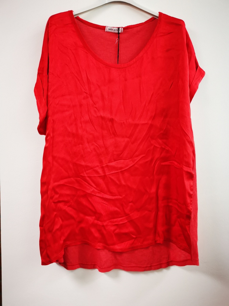 T-shirt satiné bi matière "Ivanie" Rouge