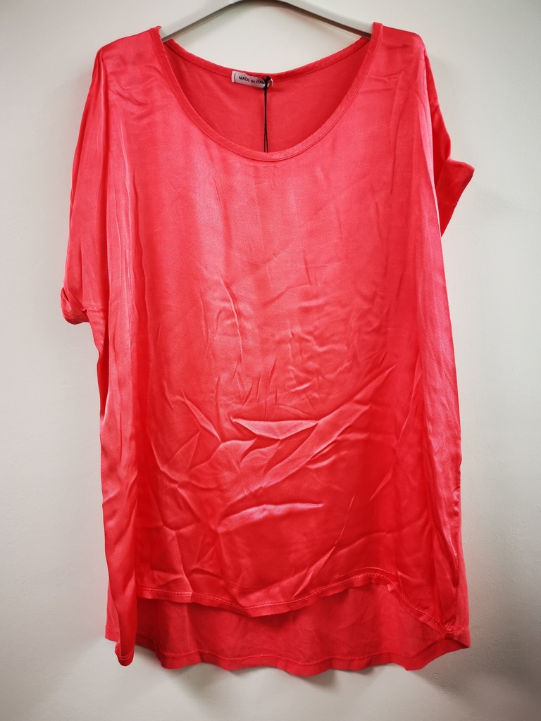 T-shirt satiné bi matière "Ivanie" Corail