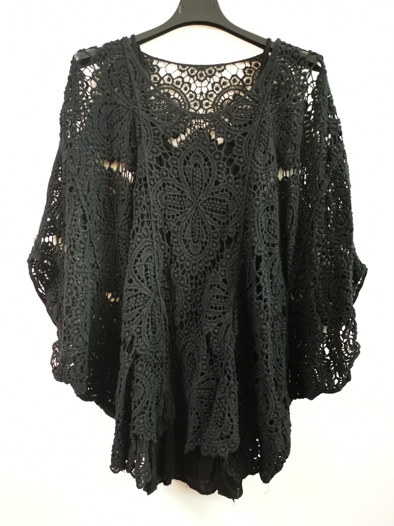Blouse crochet 2pièces "Canopé" noir