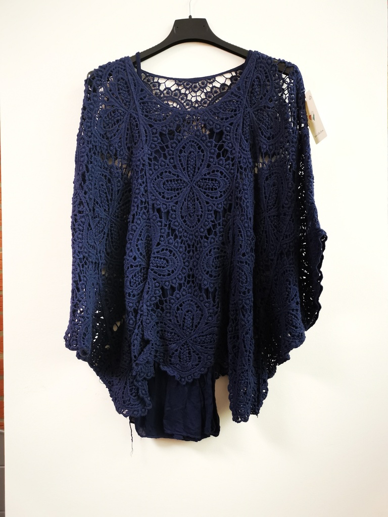 Blouse crochet 2pièces "Canopé" marine