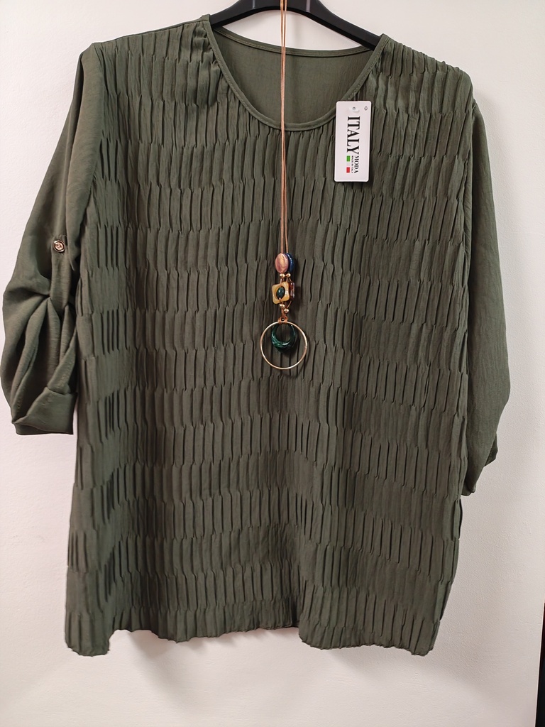 Blouse +collier Iza kaki