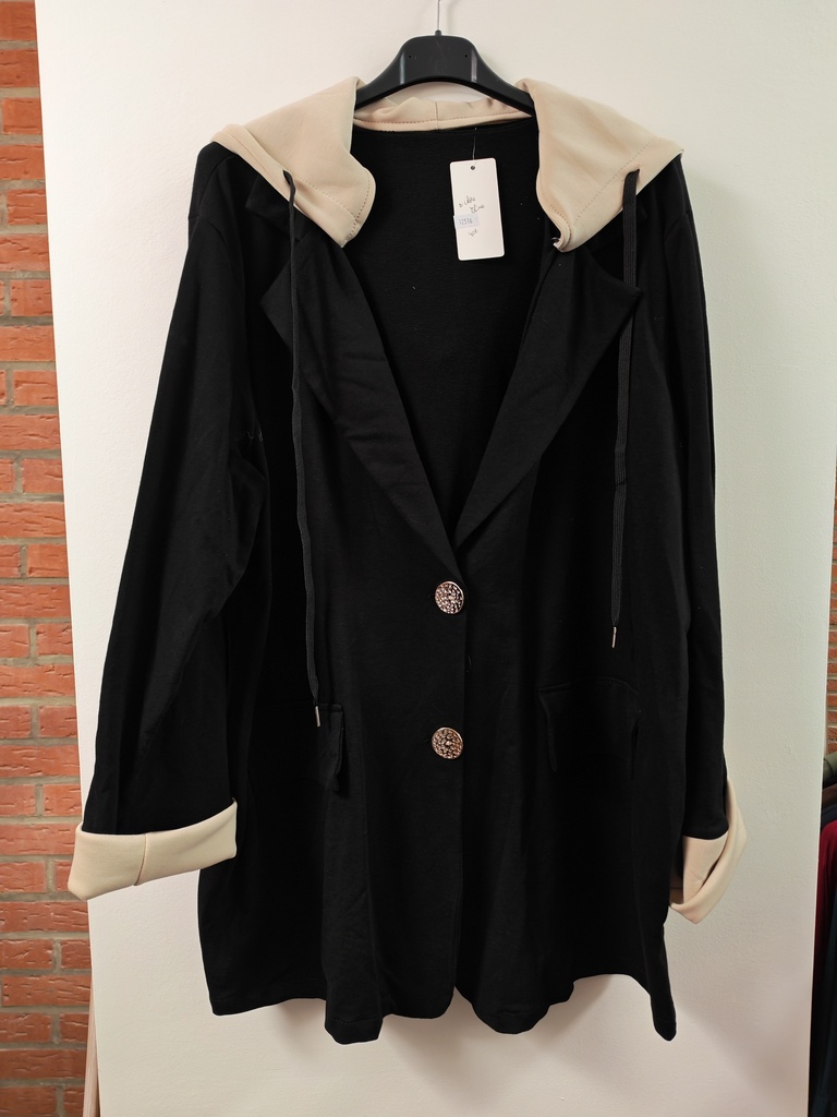 Veste bicolore noire capuches amovibles 