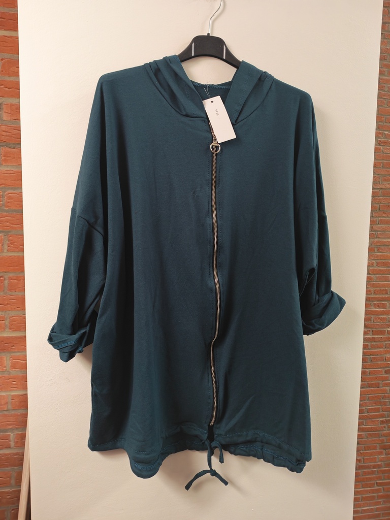Gilet skull capuche bleu canard