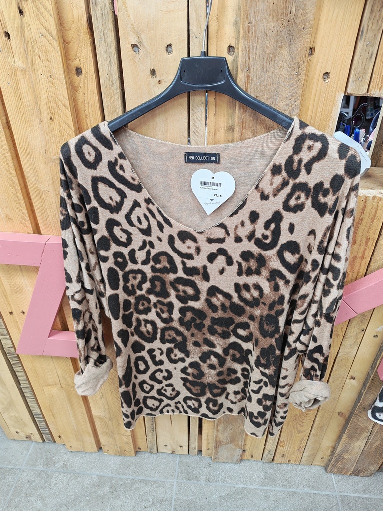 Pull léger léopard camel