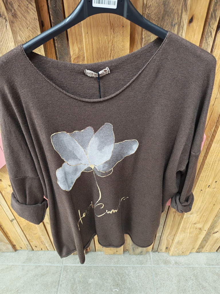 Pull Flower chocolat