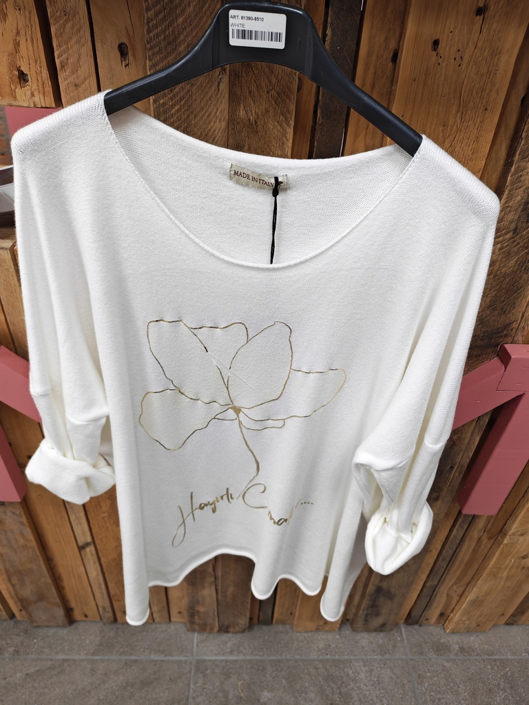 Pull Flower blanc