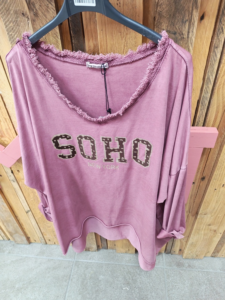 T-shirt soho manches longues rose