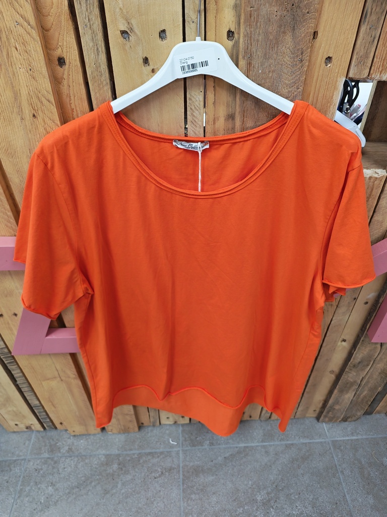 T-shirt col rond asym. "Lilwenn" orange