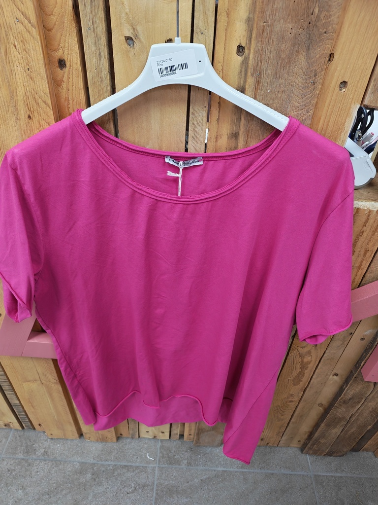 T-shirt col rond asym. "Lilwenn" fuchsia