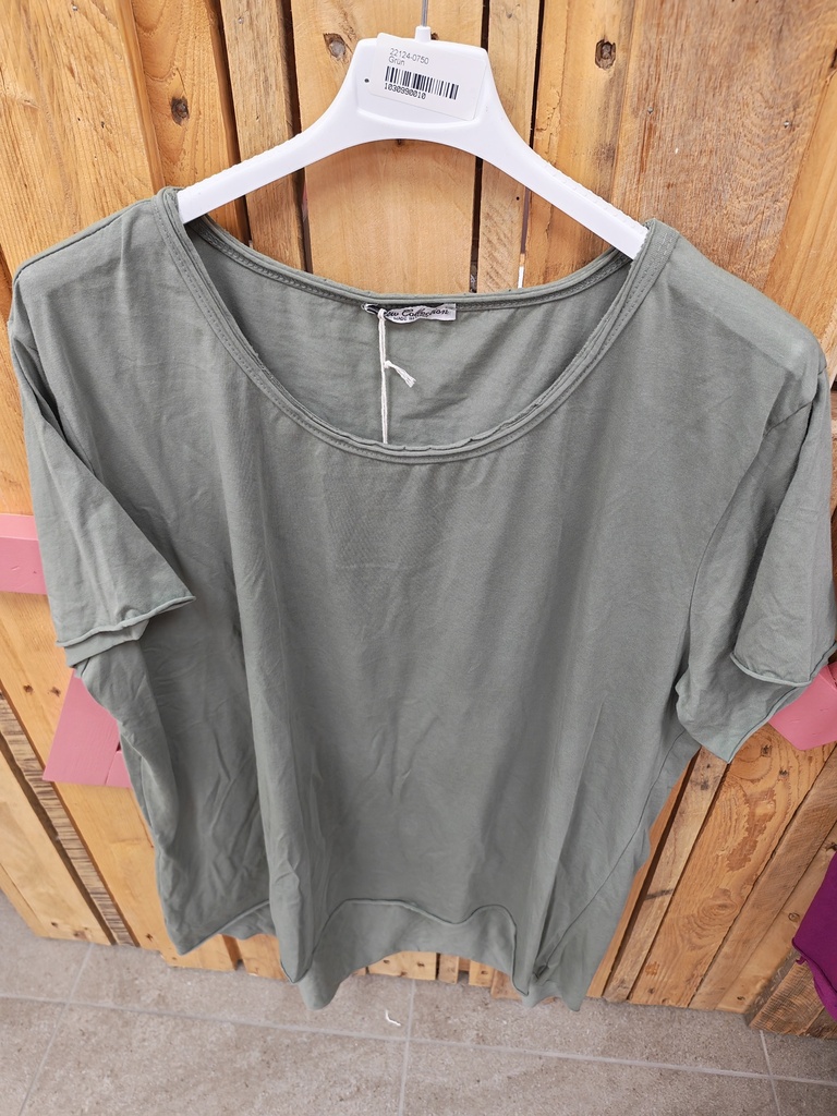 T-shirt col rond asym. "Lilwenn" kaki