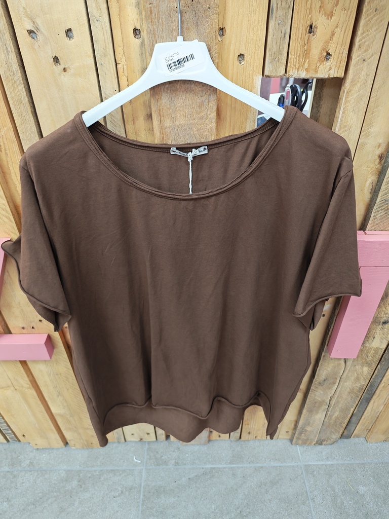 T-shirt col rond asym. "Lilwenn" chocolat