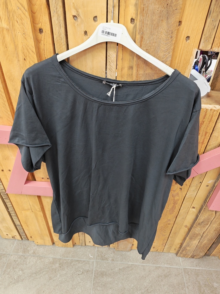 T-shirt col rond asym. "Lilwenn" gris foncé