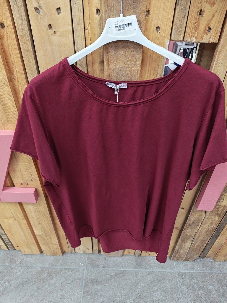 T-shirt col rond asym. "Lilwenn" bordeaux