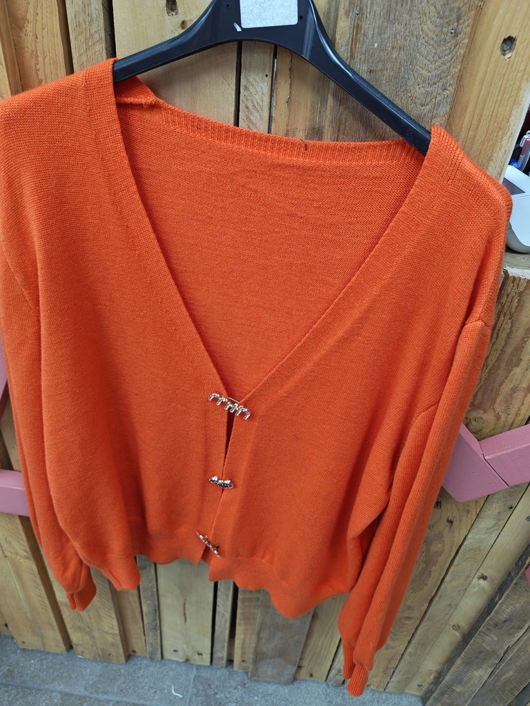Gilet avec bouton en broche orange