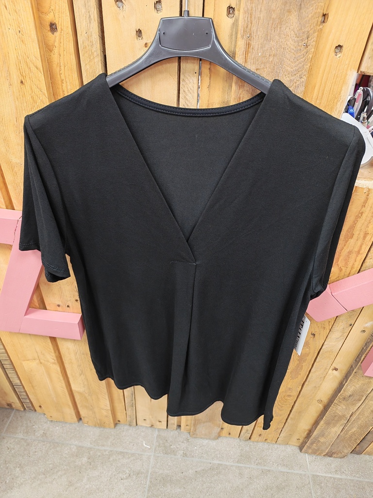 T-shirt col V "Danica" noir