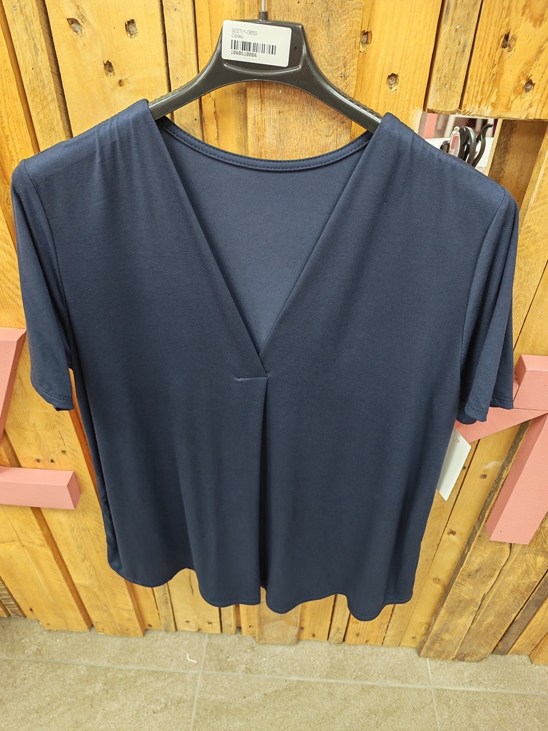T-shirt col V "Danica" marine