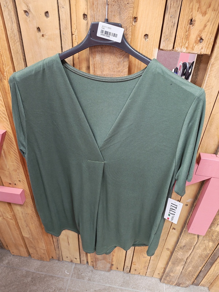 T-shirt col V "Danica" kaki