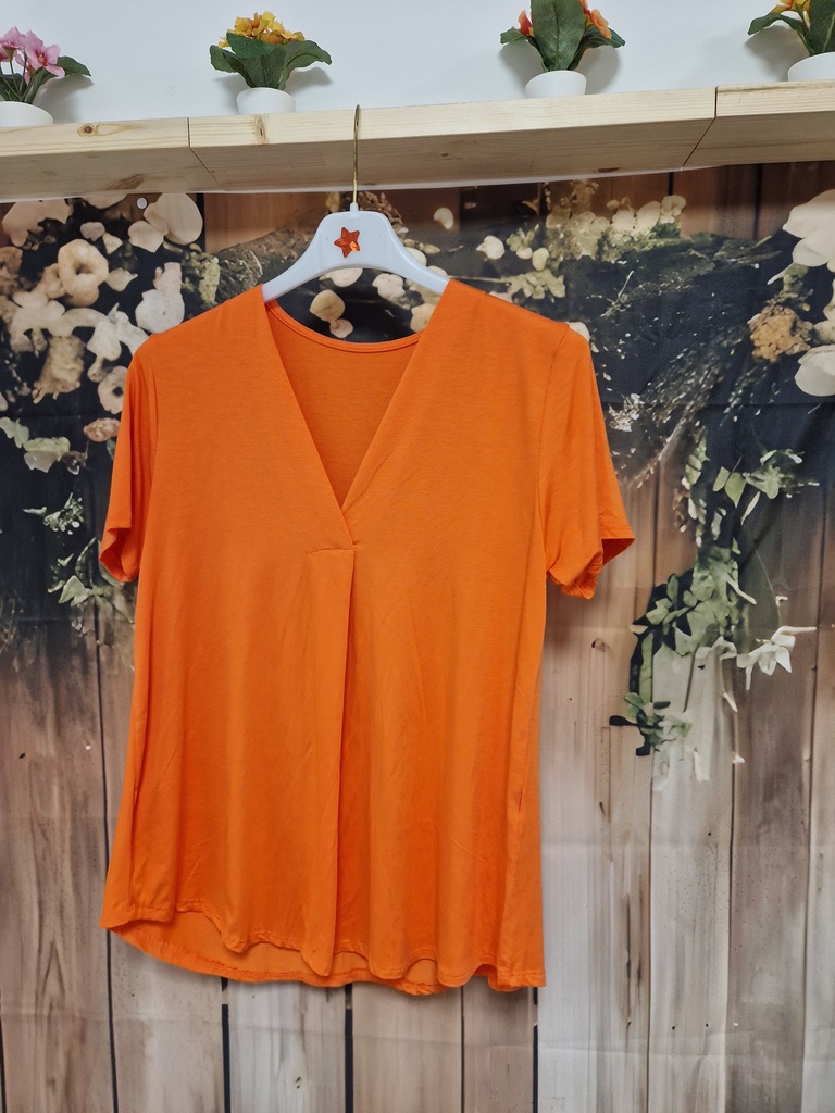 T-shirt col V "Danica" orange