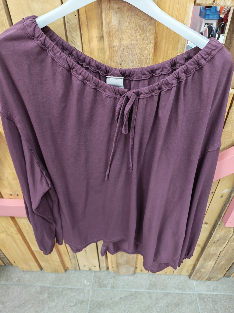 Blouse "Jira" col rond avec lien Bourgogne