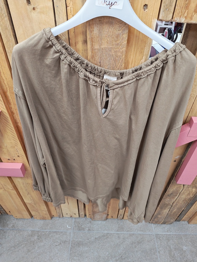 Blouse "Jira" col rond avec lien camel