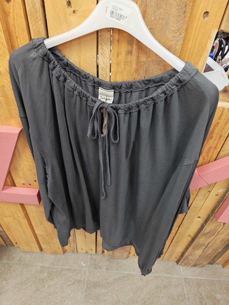 Blouse "Jira" col rond avec lien gris smoke