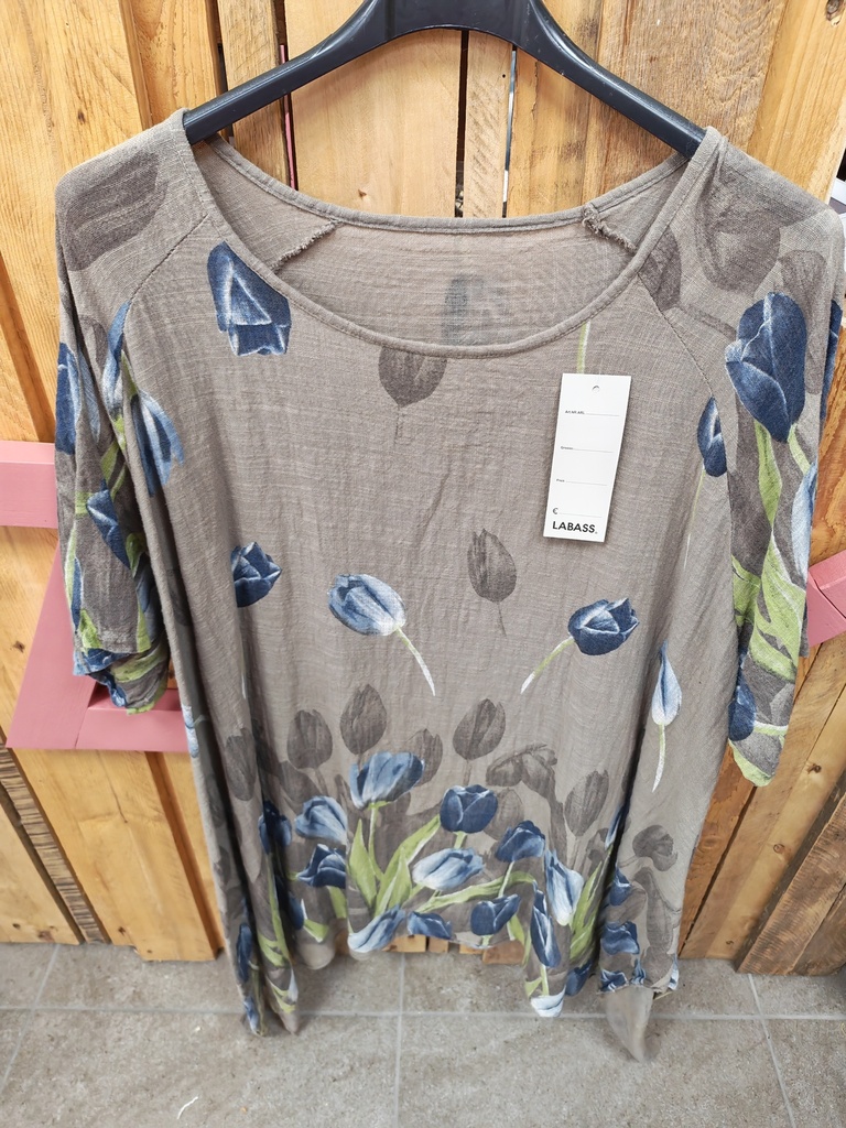 Blouse longues tulipe forme en trapèze taupe