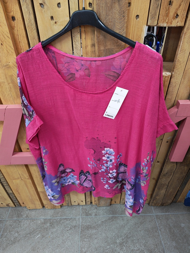 Blouse butterfly fuchsia