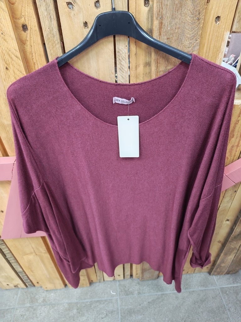 Pull uni léger "Stephy" lie de vin