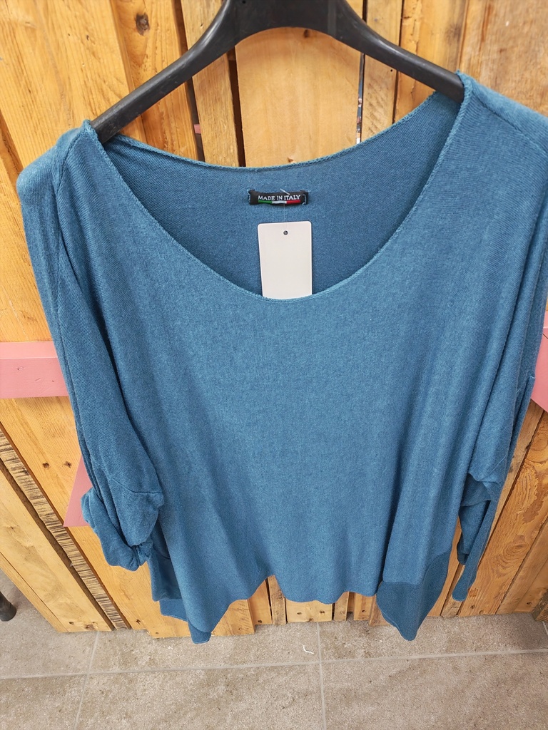 Pull uni léger "Stephy" bleu canard