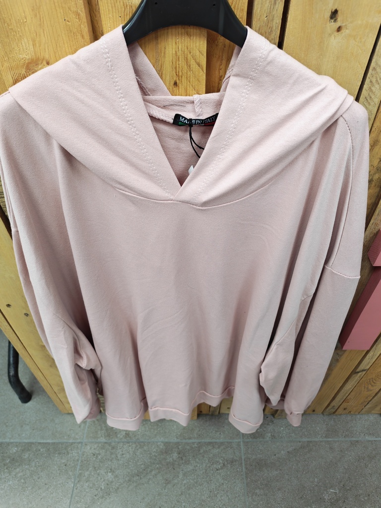 Pull fin " Louie" rose poudré capuche