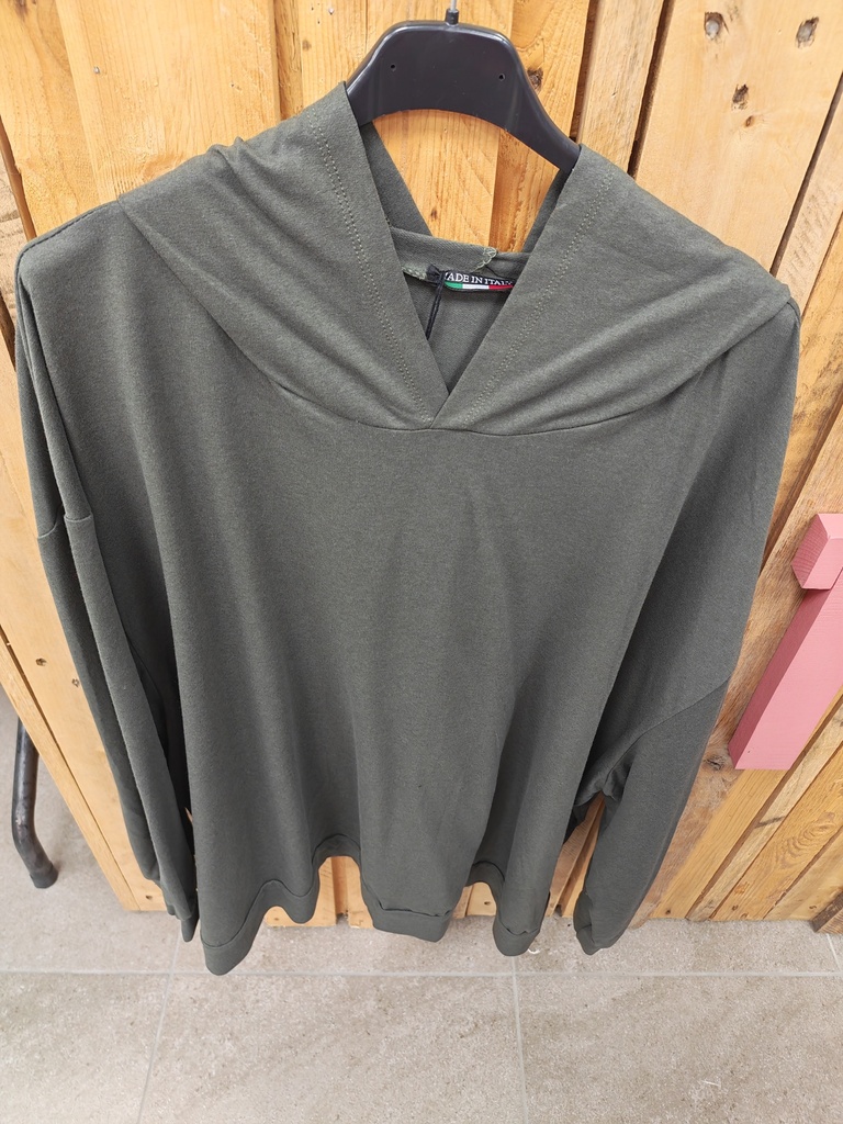 Pull fin " Louie" kaki capuche