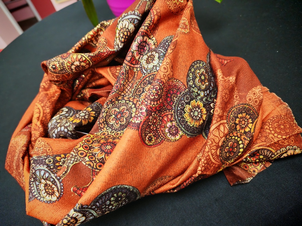 Foulard arbre mandala orange