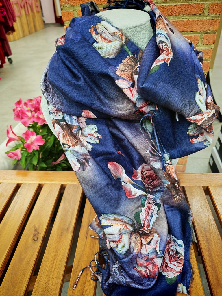 Foulard "Rosa" bleu tibetain