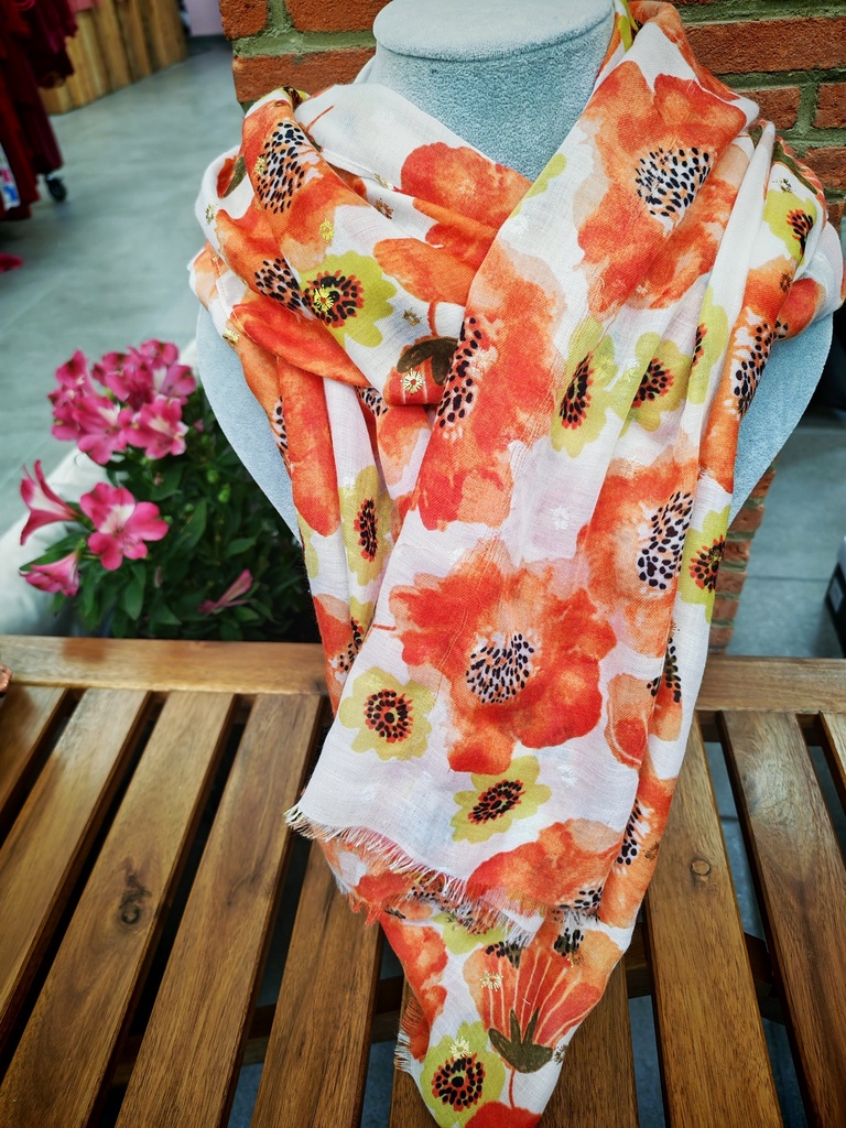 Foulard coqueliquot tons orangé