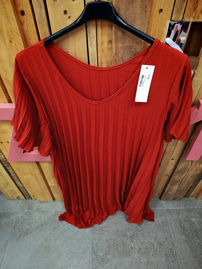 Robe plissée "Lipori" rouille