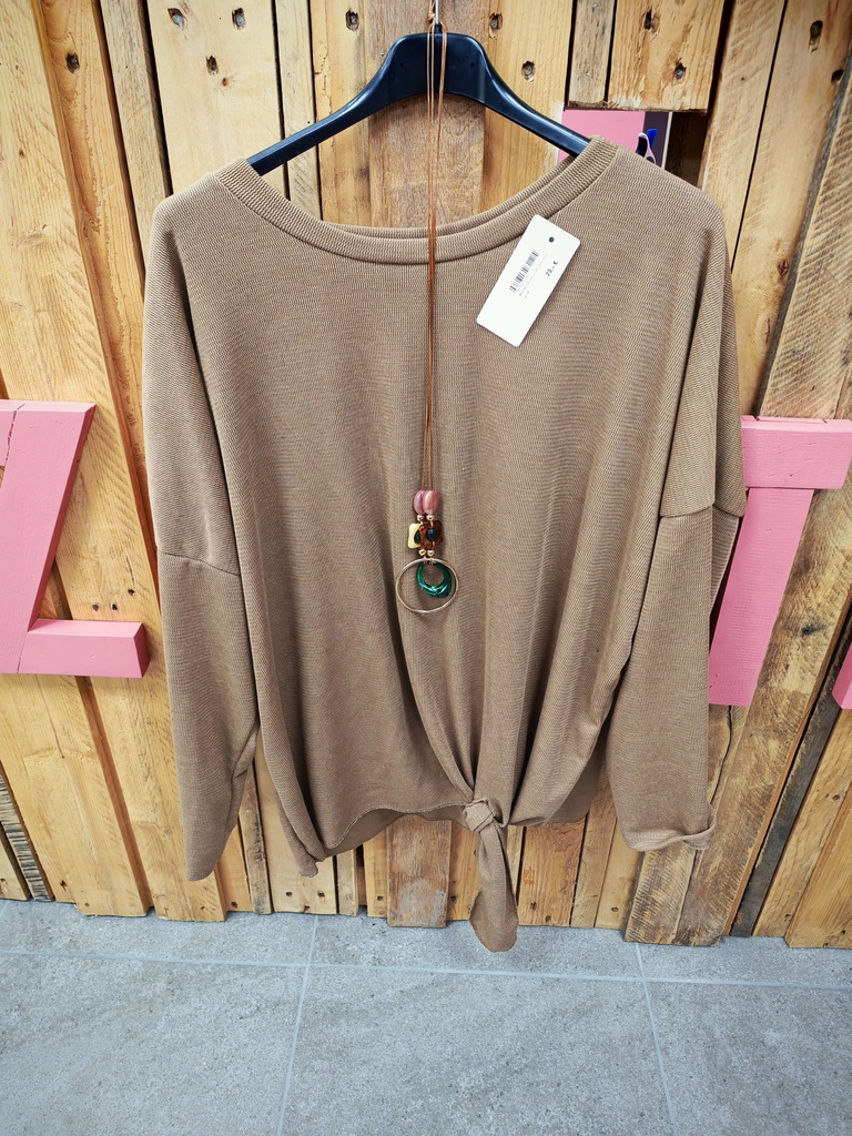 Blouse nœud+collier Stromboli camel