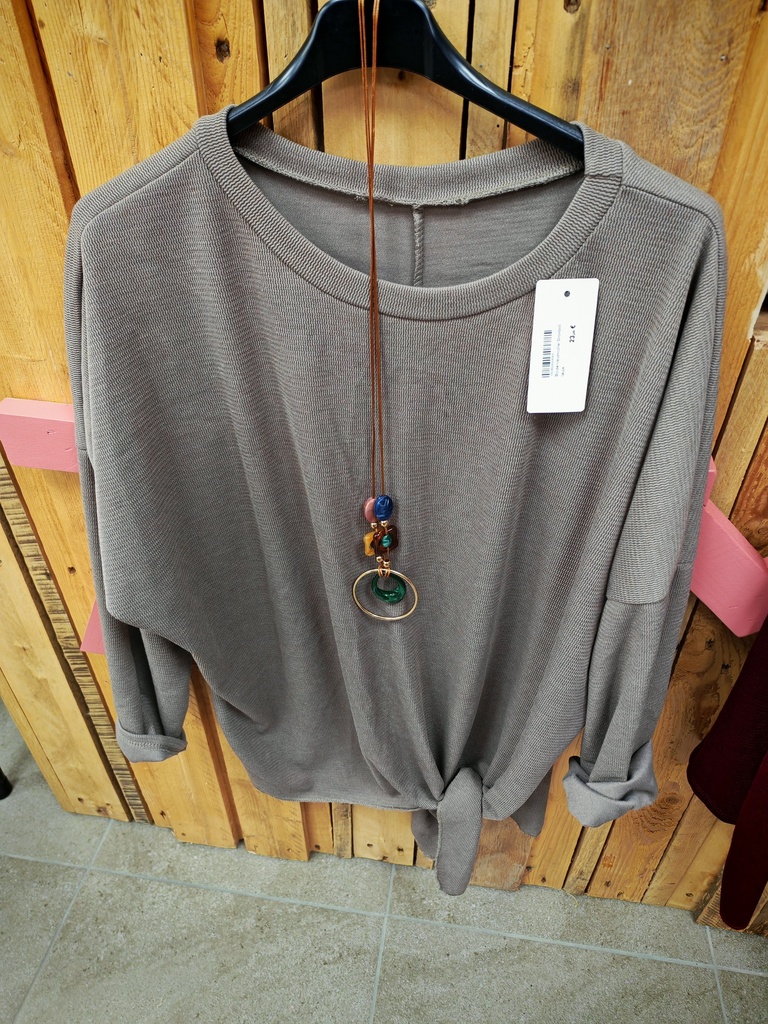 Blouse nœud+collier Stromboli taupe